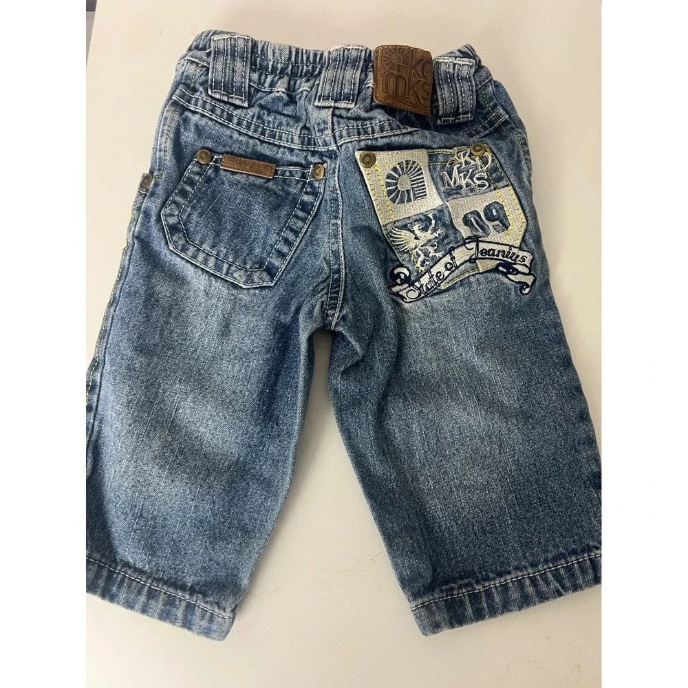 Akademiks Baby Boys‎ Denim Jeans Blue Embroidered Y2K 0-6M Medium Wash CSWHL
